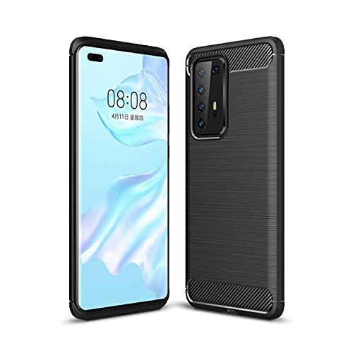 König Design Handyhülle Kompatibel mit Huawei P40 Pro Cover TPU Case Silikon Schutz-Hülle Handy Bumper Carbon Optik Grau - Air Cushion Technology von König Design