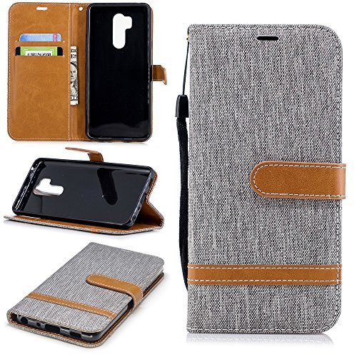 König Design Handyhülle Kompatibel mit LG G7 Schutz-Tasche Case Cover Kartenfach Etui Wallet Grau von König Design