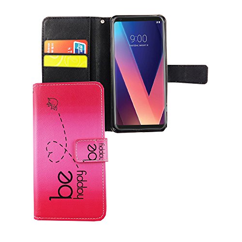 König Design Handyhülle Kompatibel mit LG V30 Handytasche Schutzhülle Tasche Flip Case mit Kreditkartenfächern - Be Happy Design Pink König Design Handyhülle Kompatibel mit LG V30 Handytasche Schutzhülle Tasche Flip Case mit Kreditkartenfächern - Be Happy Design Pink von König Design