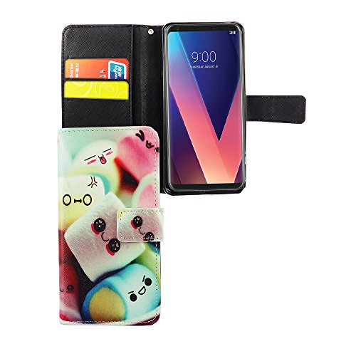 König Design Handyhülle Kompatibel mit LG V30 Handytasche Schutzhülle Tasche Flip Case mit Kreditkartenfächern - Marshmallows von König Design