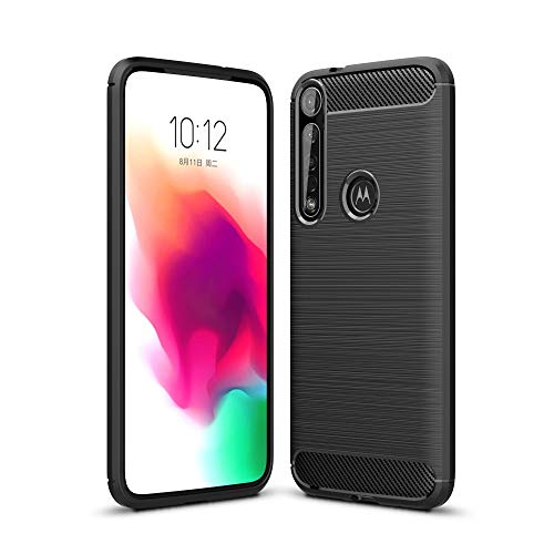 König Design Handyhülle Kompatibel mit Motorola Moto G8 Plus Cover TPU Case Silikon Schutz-Hülle Handy Bumper Carbon Optik Schwarz - Air Cushion Technology von König Design