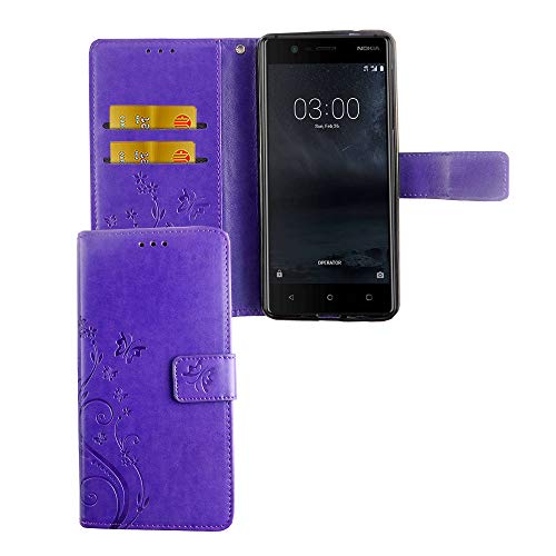 König Design Handyhülle Kompatibel mit Nokia 3.1 Tasche Case Cover Wallet Kunstleder Violett von König Design