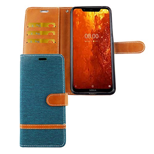 König Design Handyhülle Kompatibel mit Nokia 8.1 Schutz-Tasche Case Cover Kartenfach Etui Wallet Grün von König Design