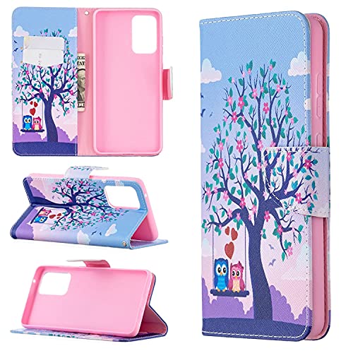 König Design Handyhülle Kompatibel mit Samsung Galaxy A72 5G Tasche Schutz-Cover Flip-Case mit Kartenfach Eulen von König Design