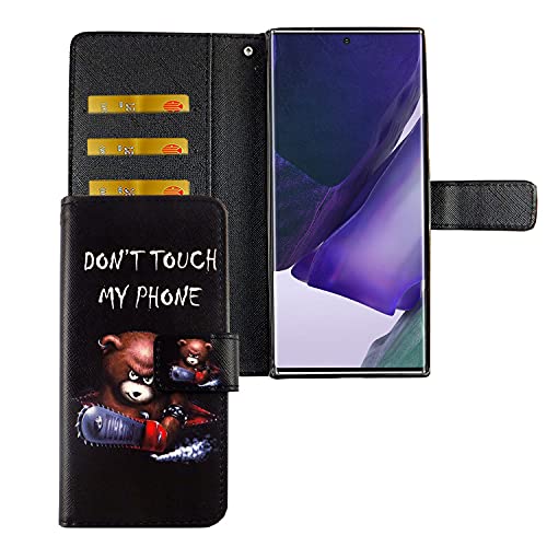 König Design Handyhülle Kompatibel mit Samsung Galaxy Note 20 Ultra | Don't Touch My Phone | Samsung Galaxy Note 20 Ultra-Schutz-Hülle | Klapphülle-Samsung Galaxy Note 20 Ultra | mit Kartenfach von König Design