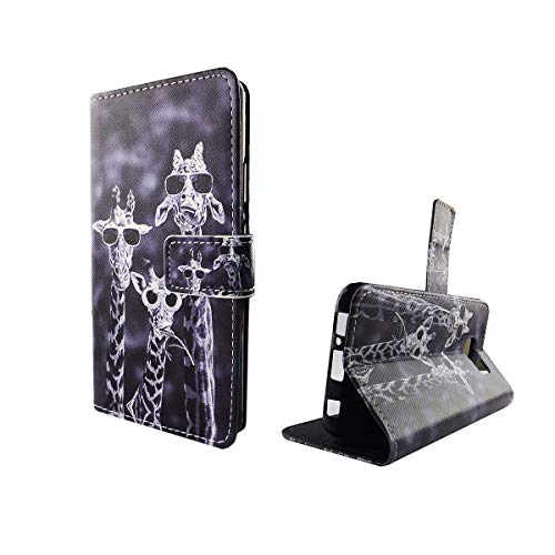 König Design Handyhülle Kompatibel mit Samsung Galaxy S6 Handytasche Schutzhülle Tasche Flip Case mit Kreditkartenfächern - Lustige Giraffen von König Design
