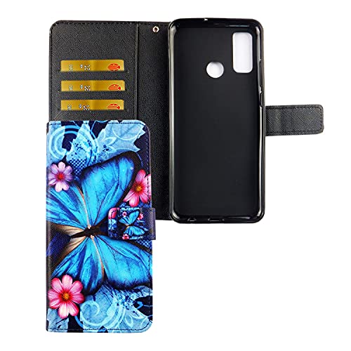 König Design Handyhülle Kompatibel mit Samsung Huawei P smart 2020 | Blauer Schmetterling | Huawei P smart 2020-Schutz-Hülle | Klapphülle-Huawei P smart 2020 | mit Kartenfach von König Design