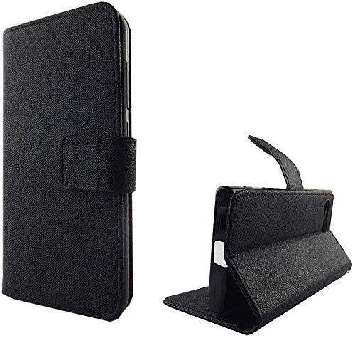 König Design Handyhülle Kompatibel mit Sony Xperia X Compact Handytasche Schutzhülle Tasche Flip Case mit Kreditkartenfächern - Onyx Schwarz von König Design