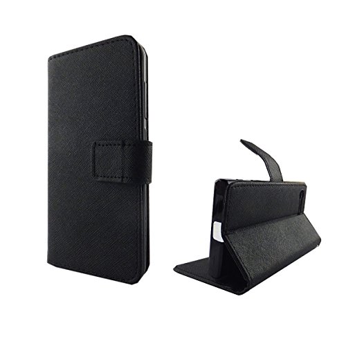 König Design Handyhülle Kompatibel mit Sony Xperia X Compact Handytasche Schutzhülle Tasche Flip Case mit Kreditkartenfächern - Onyx Schwarz von König Design