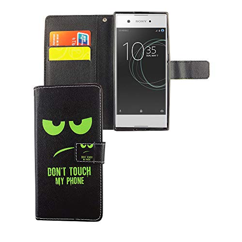 König Design Handyhülle Kompatibel mit Sony Xperia XA1 Handytasche Schutzhülle Tasche Flip Case mit Kreditkartenfächern - Don't Touch My Phone Grün Schwarz König Design Handyhülle Kompatibel mit Sony Xperia XA1 Handytasche Schutzhülle Tasche Flip Case mit Kreditkartenfächern - Don't Touch My Phone Grün Schwarz von König Design