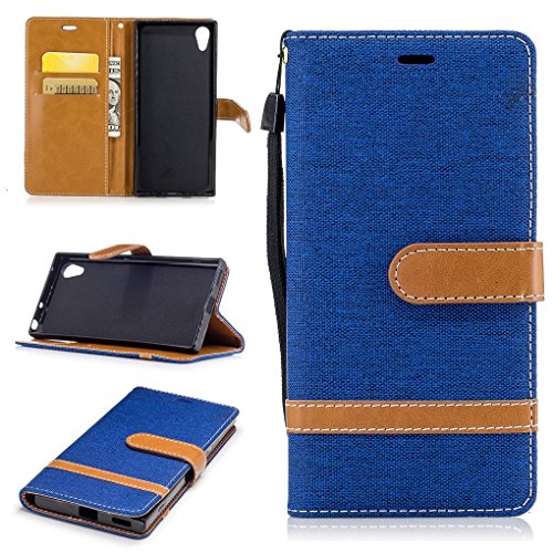 König Design Handyhülle Kompatibel mit Sony Xperia XA1 Schutz-Tasche Case Cover Kartenfach Etui Wallet Blau von König Design