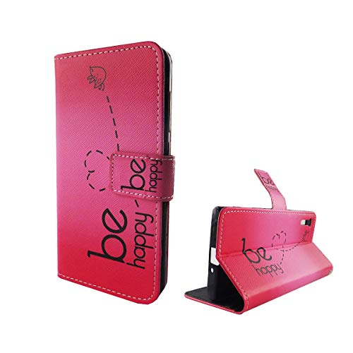 König Design Handyhülle Kompatibel mit Sony Xperia XZ Handytasche Schutzhülle Tasche Flip Case mit Kreditkartenfächern - Be Happy Design Pink König Design Handyhülle Kompatibel mit Sony Xperia XZ Handytasche Schutzhülle Tasche Flip Case mit Kreditkartenfächern - Be Happy Design Pink von König Design