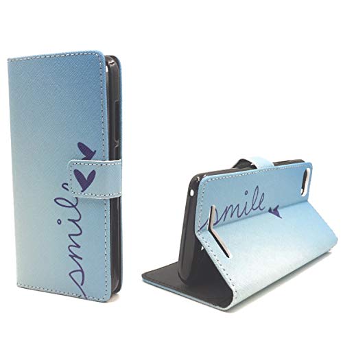König Design Handyhülle Kompatibel mit Wiko Lenny 3 Handytasche Schutzhülle Tasche Flip Case mit Kreditkartenfächern - Smile Blau von König Design