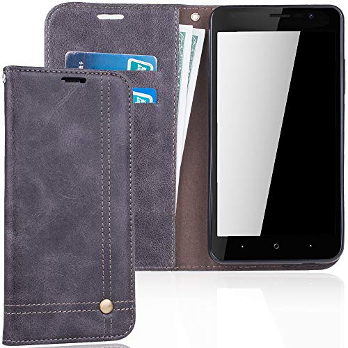König Design Handyhülle Kompatibel mit Wiko Lenny 4 Handytasche Schutzhülle Tasche Flip Case mit Kreditkartenfächern - Grau von König Design