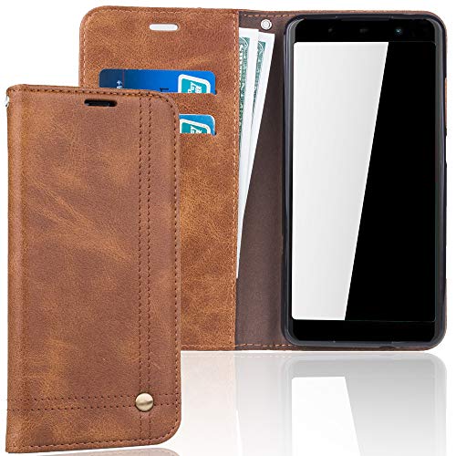 König Design Handyhülle Kompatibel mit Wiko Lenny 5 Handytasche Schutzhülle Tasche Flip Case mit Kreditkartenfächern - Braun von König Design