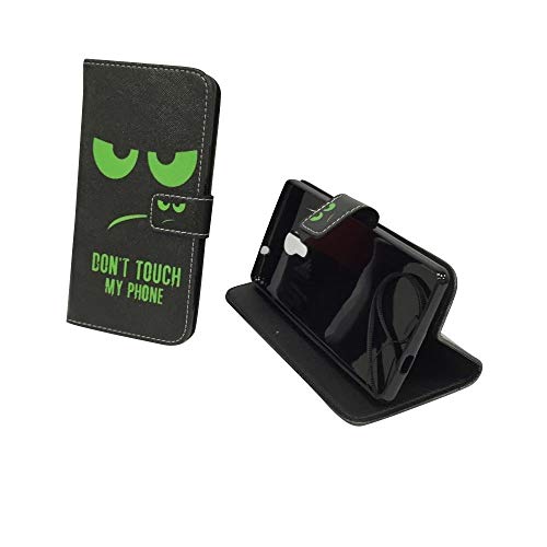 König Design Handyhülle Kompatibel mit Wiko Robby Handytasche Schutzhülle Tasche Flip Case mit Kreditkartenfächern - Don't Touch My Phone Grün Schwarz König Design Handyhülle Kompatibel mit Wiko Robby Handytasche Schutzhülle Tasche Flip Case mit Kreditkartenfächern - Don't Touch My Phone Grün Schwarz von König Design
