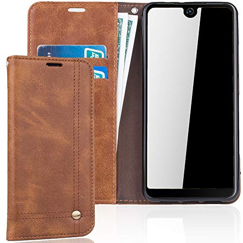 König Design Handyhülle Kompatibel mit Wiko View 2 Handytasche Schutzhülle Tasche Flip Case mit Kreditkartenfächern - Braun von König Design