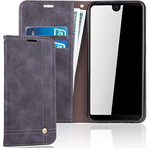 König Design Handyhülle Kompatibel mit Wiko View 2 Handytasche Schutzhülle Tasche Flip Case mit Kreditkartenfächern - Grau von König Design