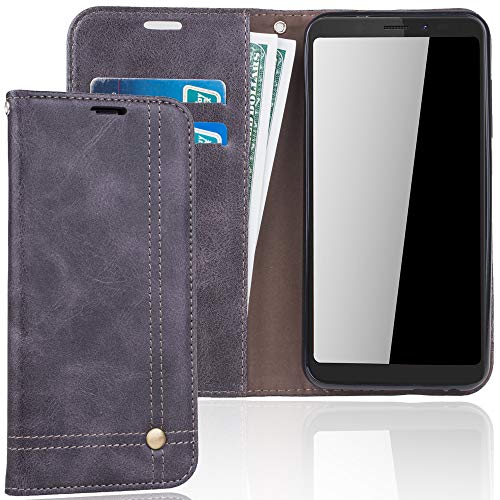 König Design Handyhülle Kompatibel mit Wiko View Handytasche Schutzhülle Tasche Flip Case mit Kreditkartenfächern - Grau von König Design