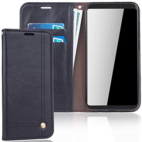 König Design Handyhülle Kompatibel mit Wiko View XL Handytasche Schutzhülle Tasche Flip Case mit Kreditkartenfächern - Schwarz von König Design