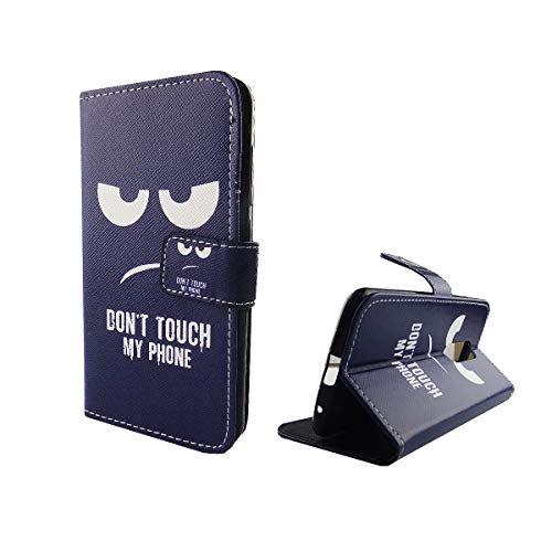 König Design Handyhülle Kompatibel mit ZTE Axon 7 Handytasche Schutzhülle Tasche Flip Case mit Kreditkartenfächern - Don't Touch My Phone Weiß Dunkelblau von König Design