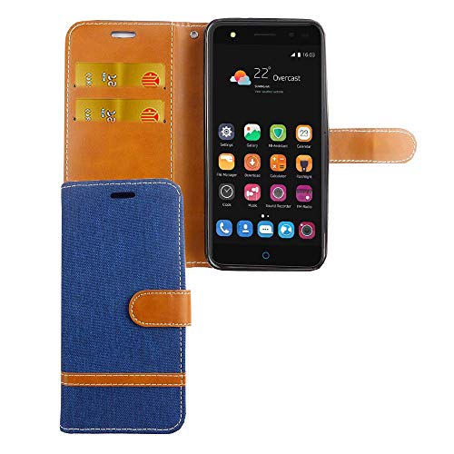 König Design Handyhülle Kompatibel mit ZTE Blade V7 Lite Schutz-Tasche Case Cover Kartenfach Etui Wallet Blau von König Design