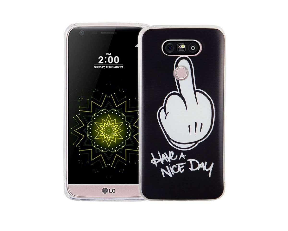 König Design Handyhülle LG G5, LG G5 Handyhülle Bumper Backcover Schwarz von König Design