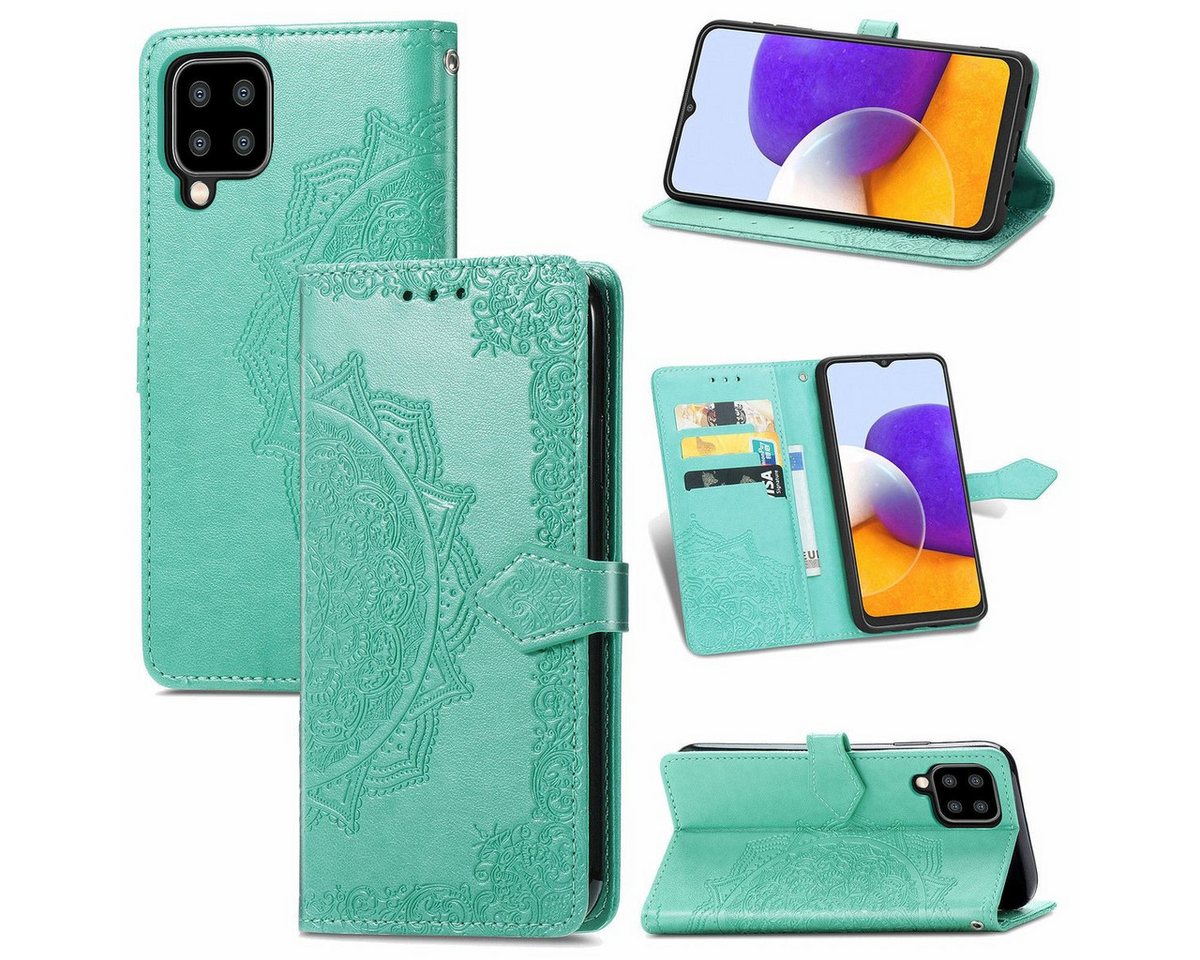 König Design Handyhülle Samsung Galaxy A22 5G, Schutzhülle Schutztasche Case Cover Etuis Wallet Klapptasche Bookstyle von König Design