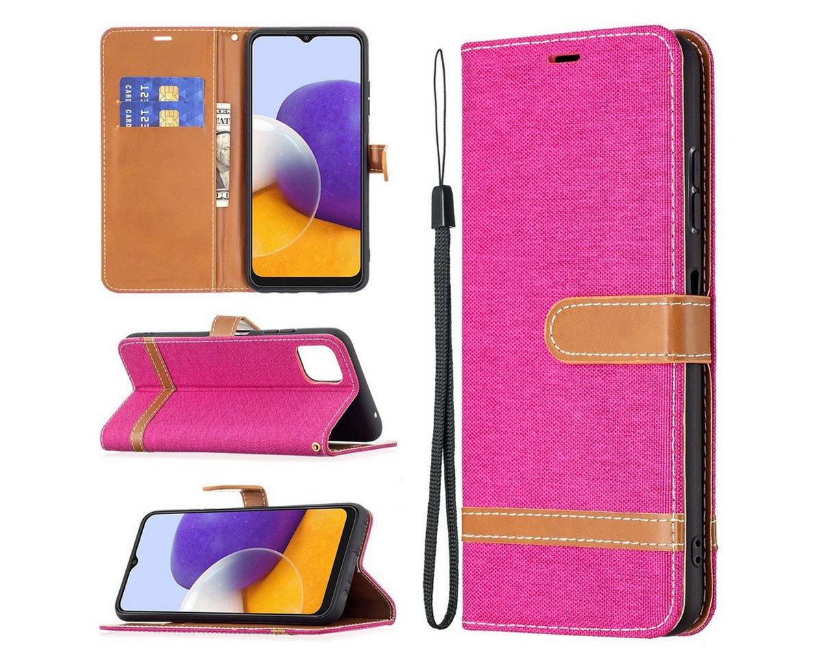 König Design Handyhülle Samsung Galaxy A22 5G, Schutzhülle Schutztasche Case Cover Etuis Wallet Klapptasche Bookstyle von König Design