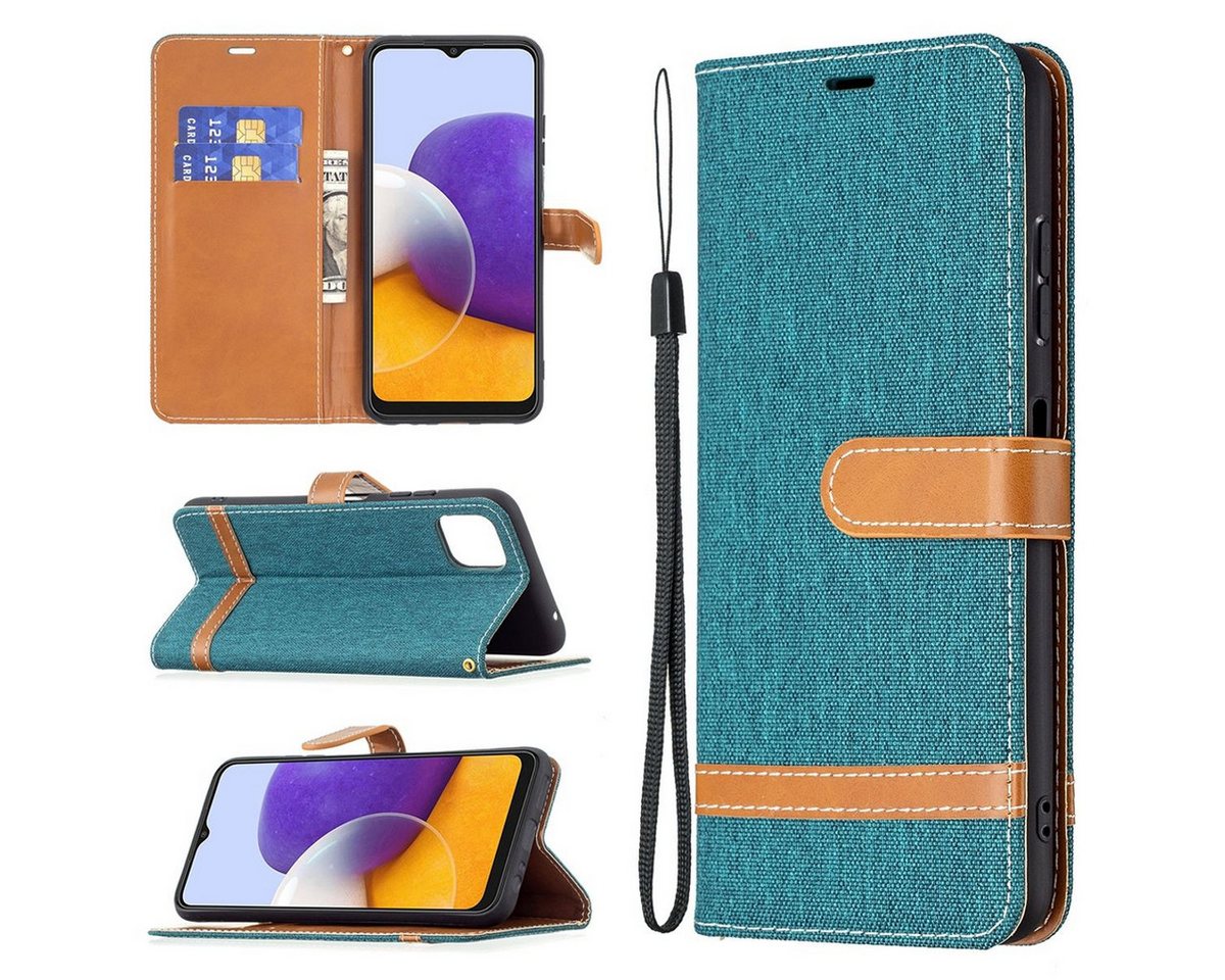 König Design Handyhülle Samsung Galaxy A22 5G, Schutzhülle Schutztasche Case Cover Etuis Wallet Klapptasche Bookstyle von König Design