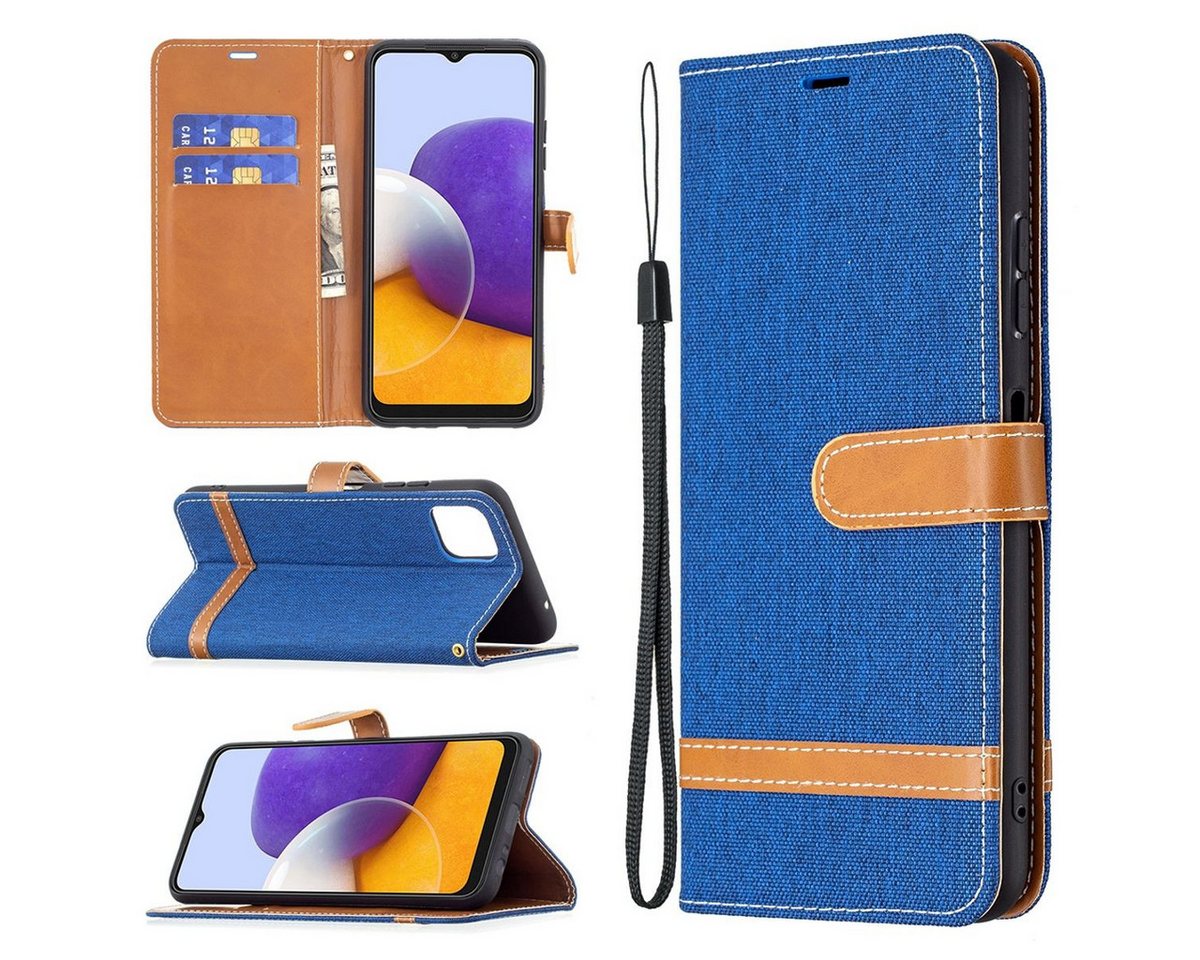 König Design Handyhülle Samsung Galaxy A22 5G, Schutzhülle Schutztasche Case Cover Etuis Wallet Klapptasche Bookstyle von König Design