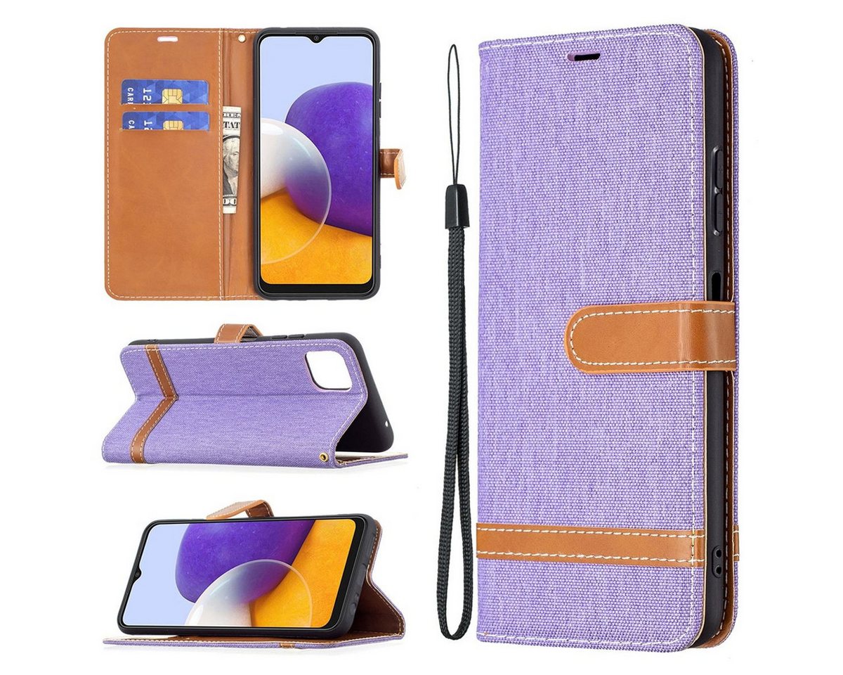 König Design Handyhülle Samsung Galaxy A22 5G, Schutzhülle Schutztasche Case Cover Etuis Wallet Klapptasche Bookstyle von König Design