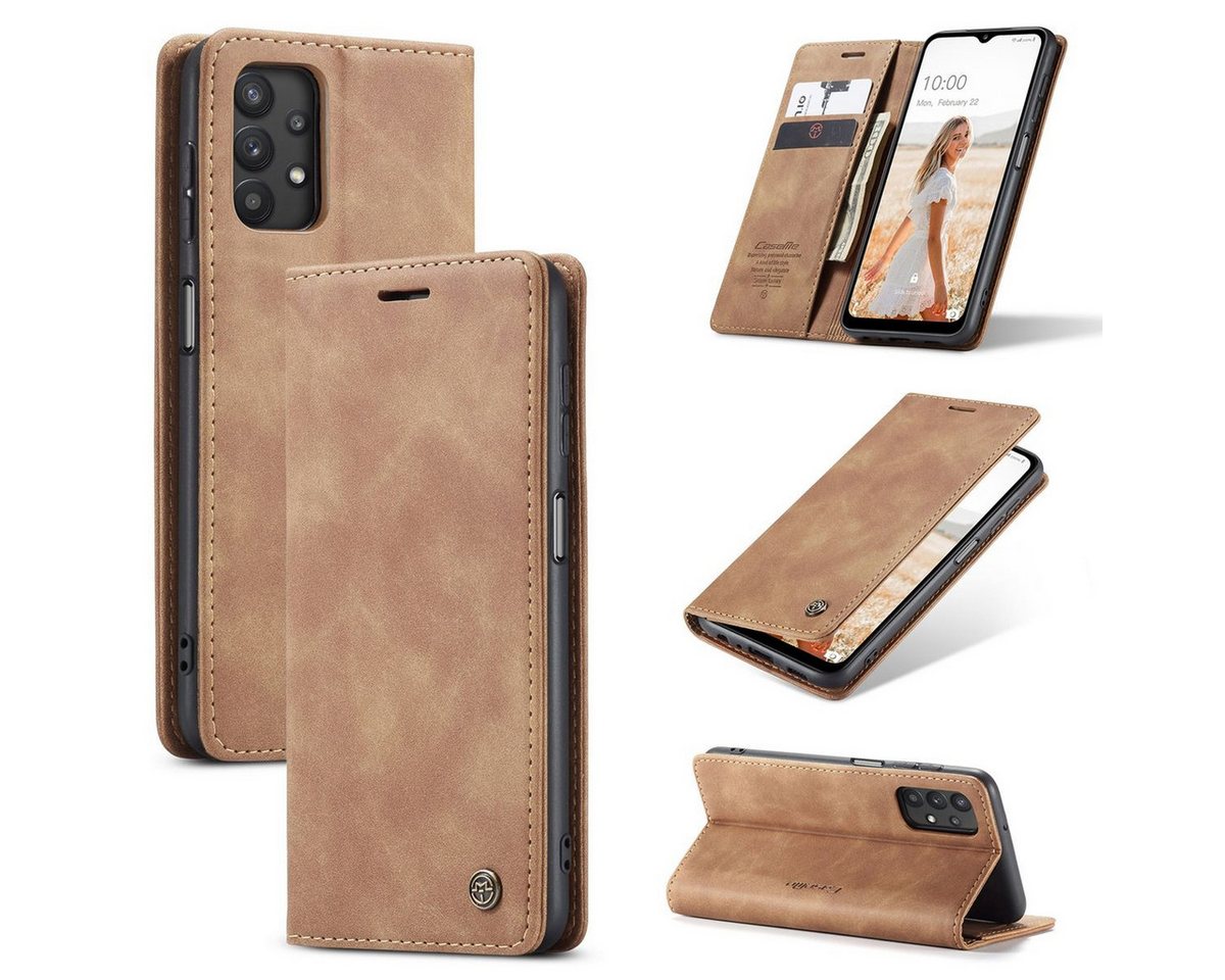 König Design Handyhülle Samsung Galaxy A32 5G, Schutzhülle Schutztasche Case Cover Etuis Wallet Klapptasche Bookstyle von König Design