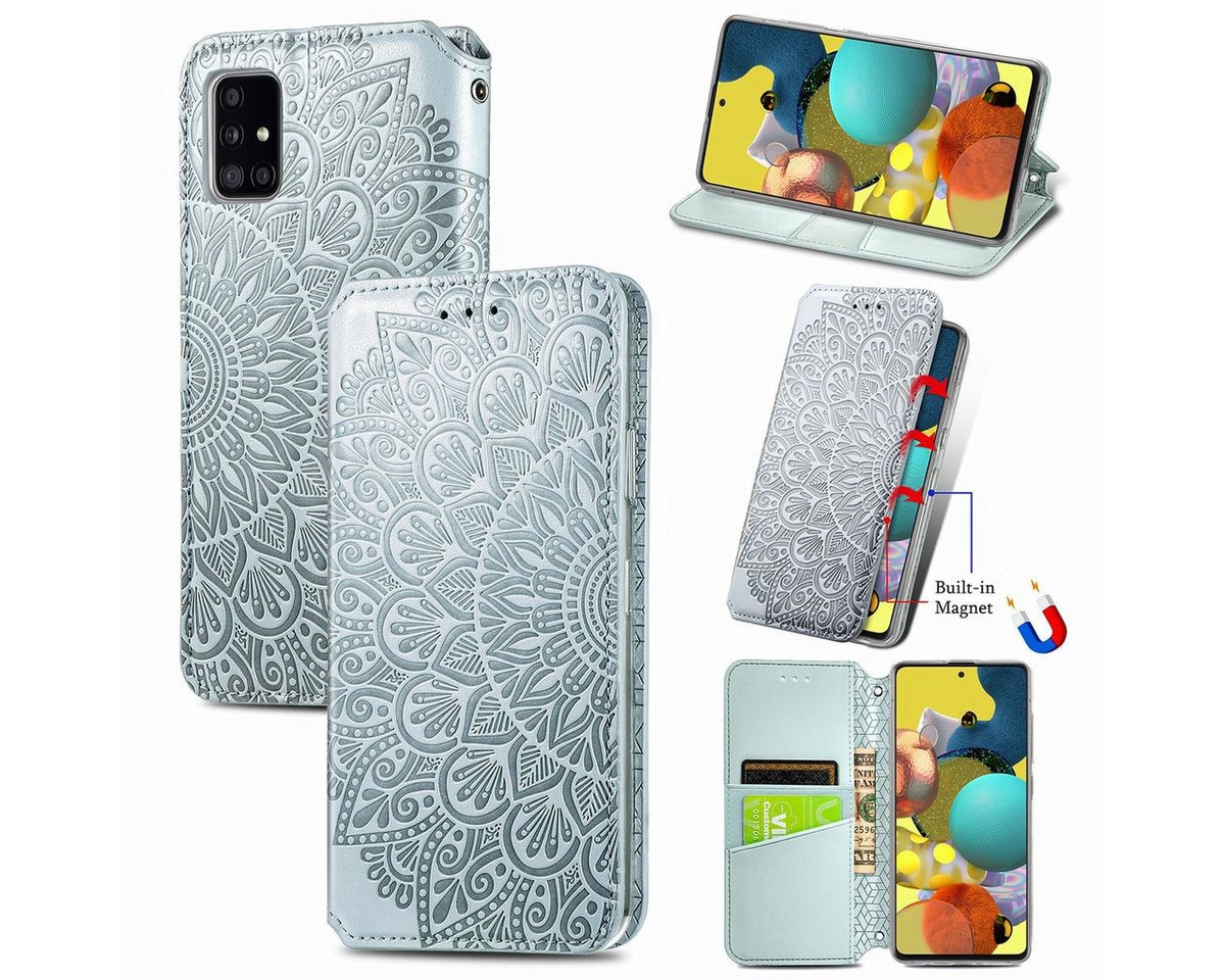 König Design Handyhülle Samsung Galaxy A51, Schutzhülle Schutztasche Case Cover Etuis Wallet Klapptasche Bookstyle von König Design