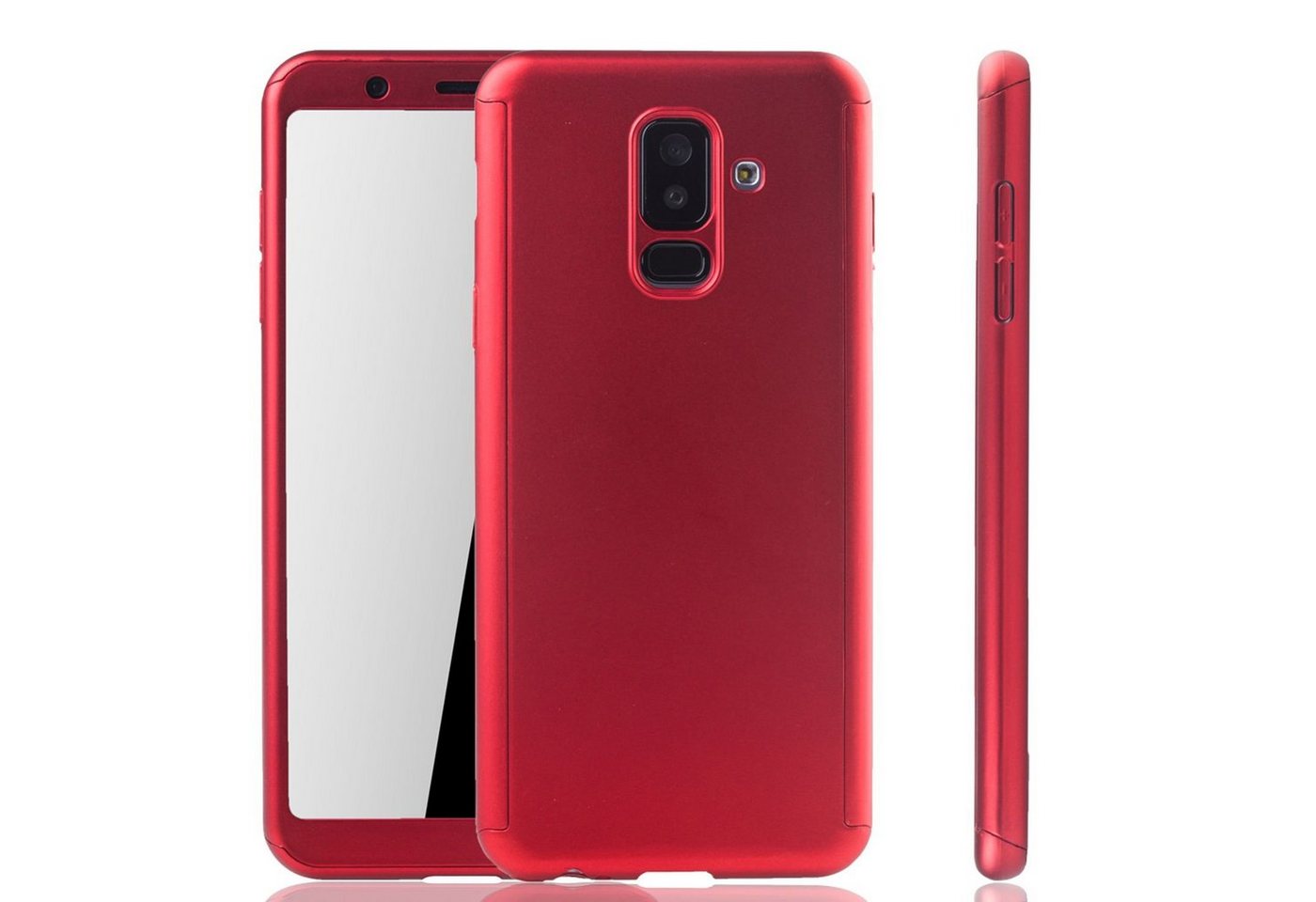 König Design Handyhülle Samsung Galaxy A6 Plus (2018), Samsung Galaxy A6 Plus (2018) Handyhülle 360 Grad Schutz Full Cover Rot von König Design