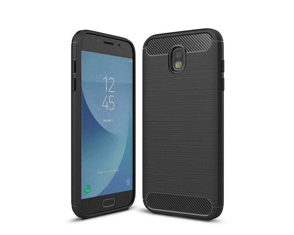 König Design Handyhülle Samsung Galaxy J5 (2017), Samsung Galaxy J5 (2017) Handyhülle Carbon Optik Backcover Schwarz von König Design