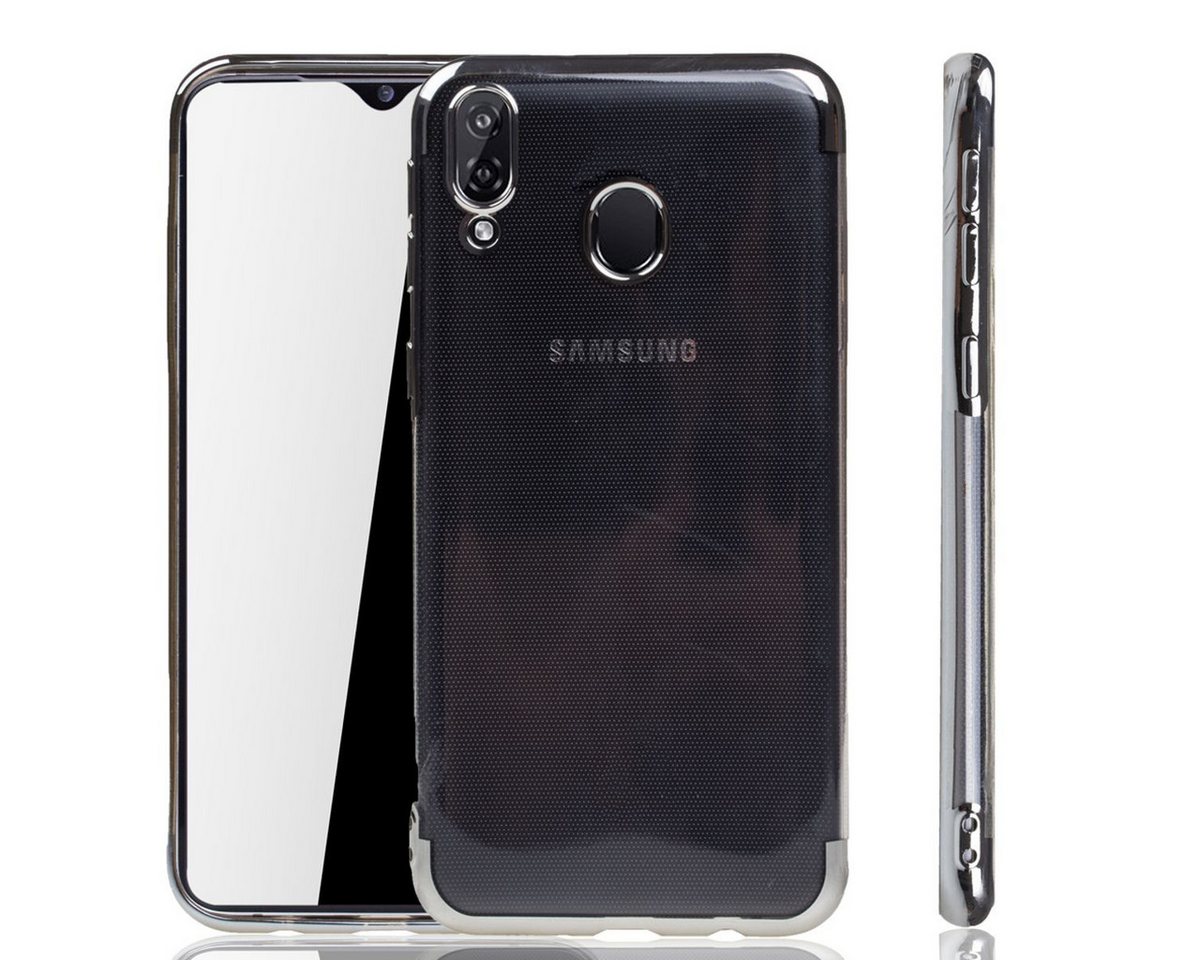 König Design Handyhülle Samsung Galaxy M20, Samsung Galaxy M20 Handyhülle Bumper Backcover Silber von König Design