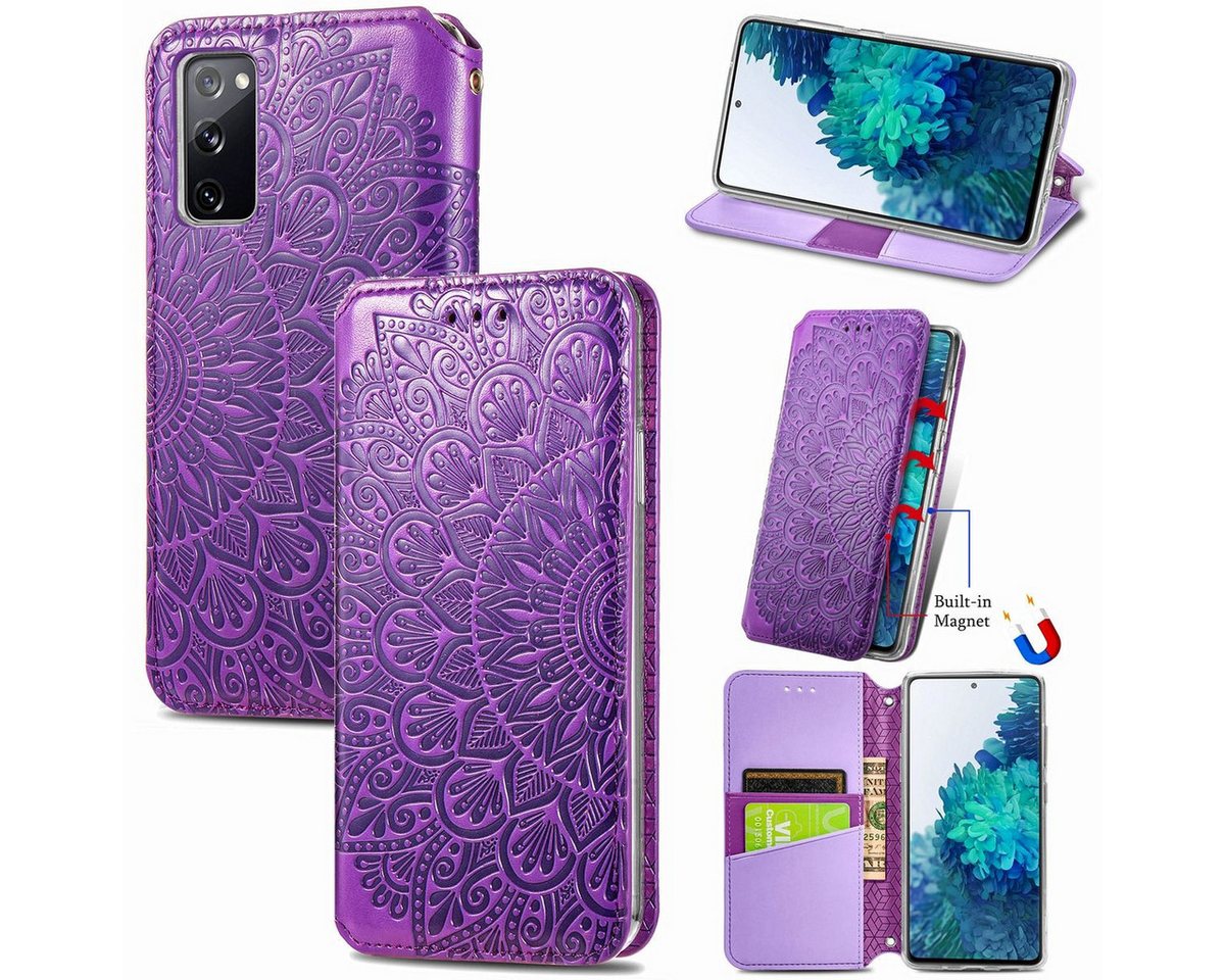 König Design Handyhülle Samsung Galaxy S20 FE, Schutzhülle Schutztasche Case Cover Etuis Wallet Klapptasche Bookstyle von König Design