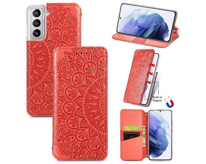 König Design Handyhülle Samsung Galaxy S21 Plus, Schutzhülle Schutztasche Case Cover Etuis Wallet Klapptasche Bookstyle von König Design