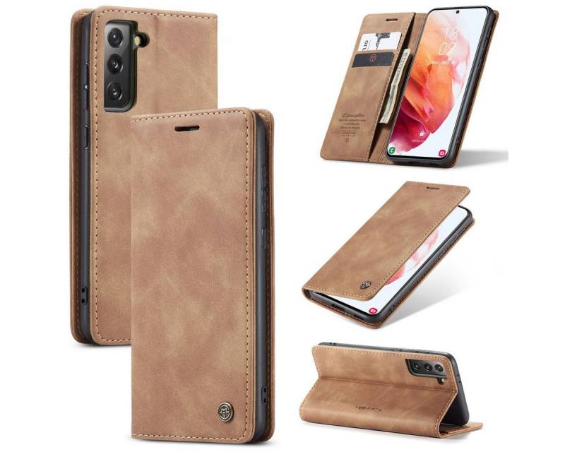 König Design Handyhülle Samsung Galaxy S21 Plus, Schutzhülle Schutztasche Case Cover Etuis Wallet Klapptasche Bookstyle von König Design