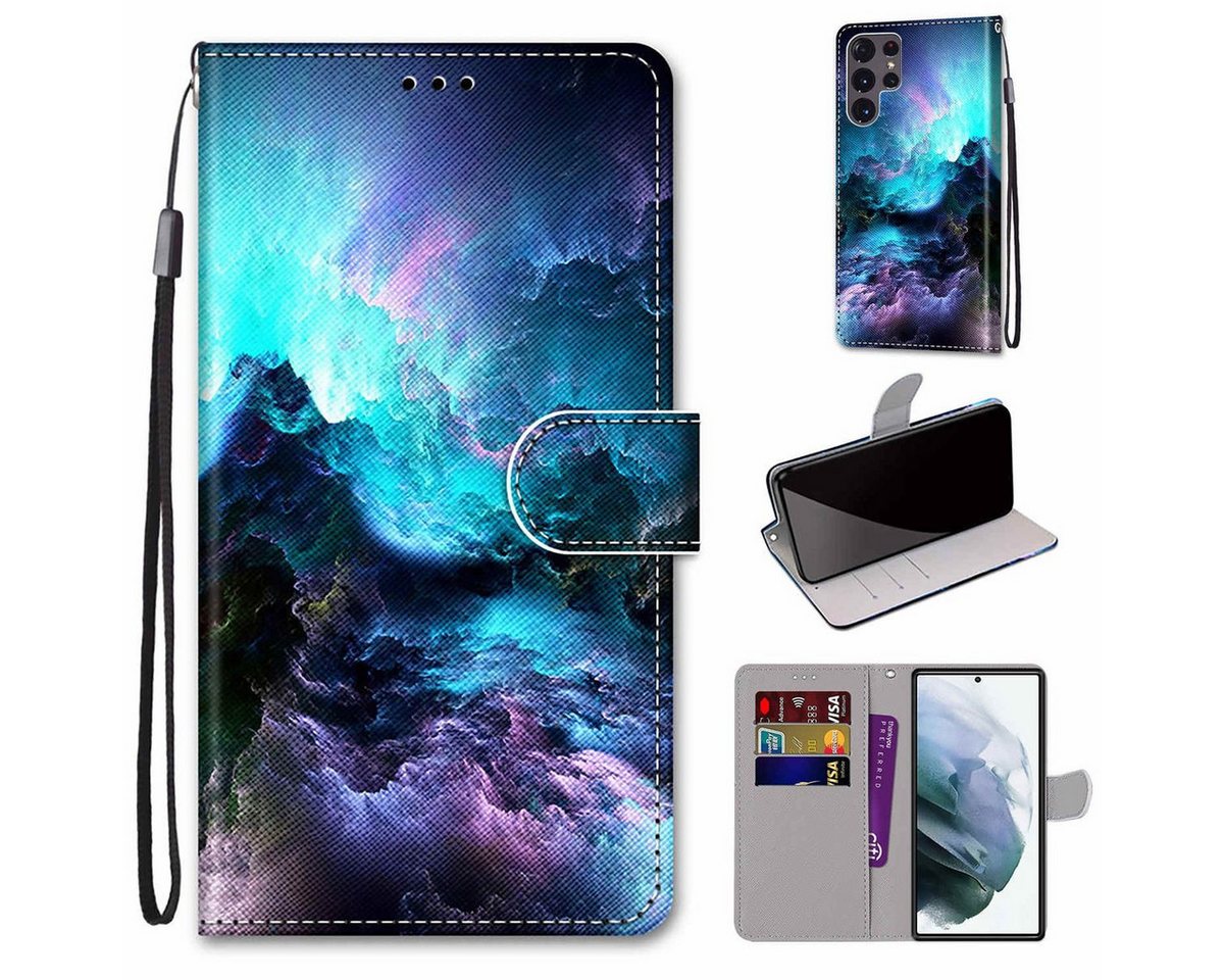 König Design Handyhülle Samsung Galaxy S22 Ultra 5G, Schutzhülle Schutztasche Case Cover Etuis Wallet Klapptasche Bookstyle von König Design