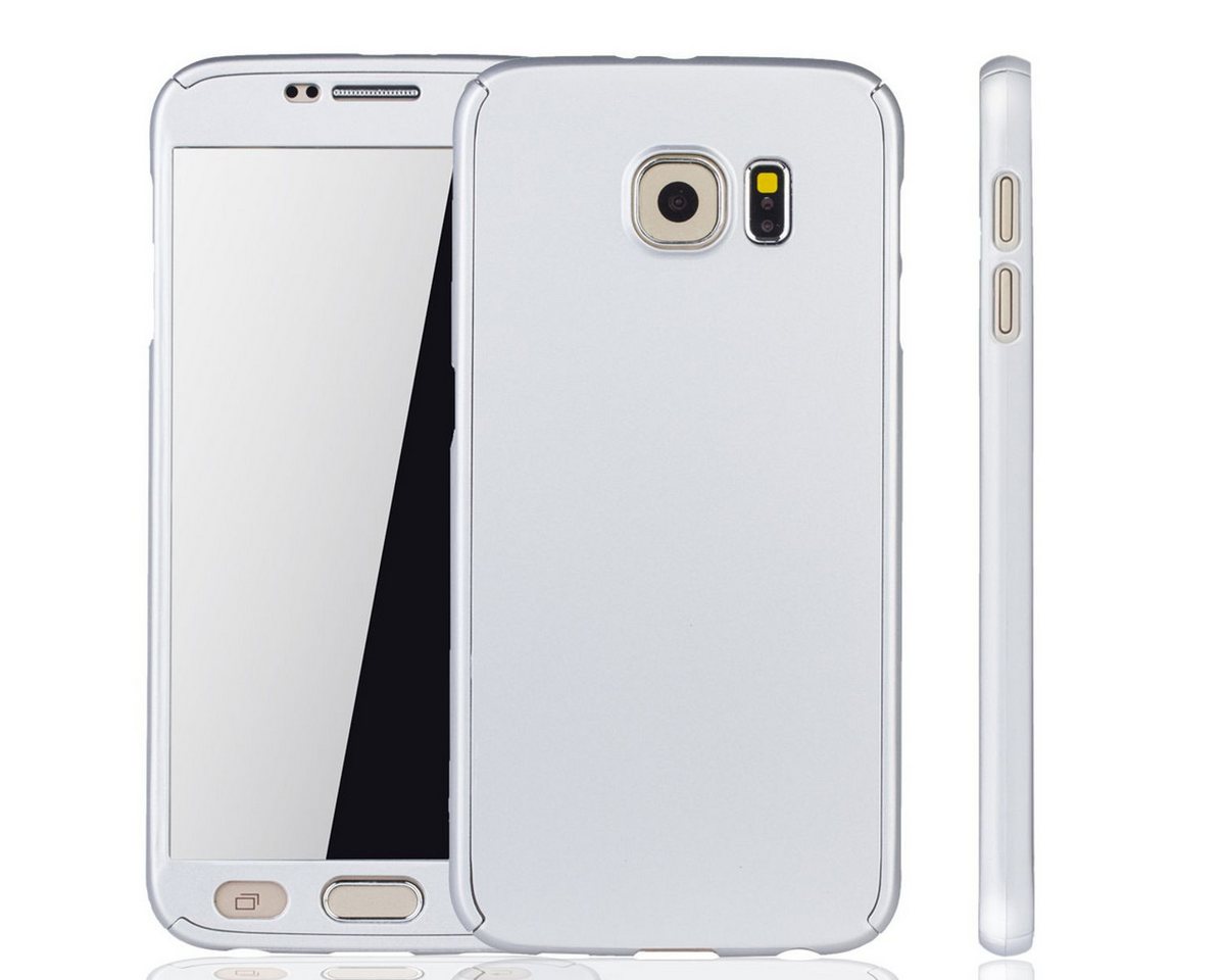König Design Handyhülle Samsung Galaxy S6, Samsung Galaxy S6 Handyhülle 360 Grad Schutz Full Cover Silber von König Design