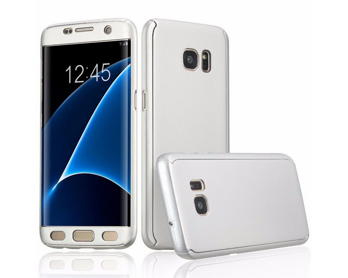 König Design Handyhülle Samsung Galaxy S7 Edge, Samsung Galaxy S7 Edge Handyhülle 360 Grad Schutz Full Cover Silber von König Design