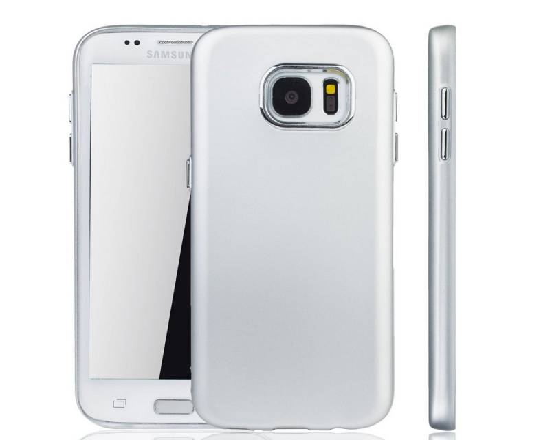 König Design Handyhülle Samsung Galaxy S7 Edge, Samsung Galaxy S7 Edge Handyhülle Backcover Silber von König Design
