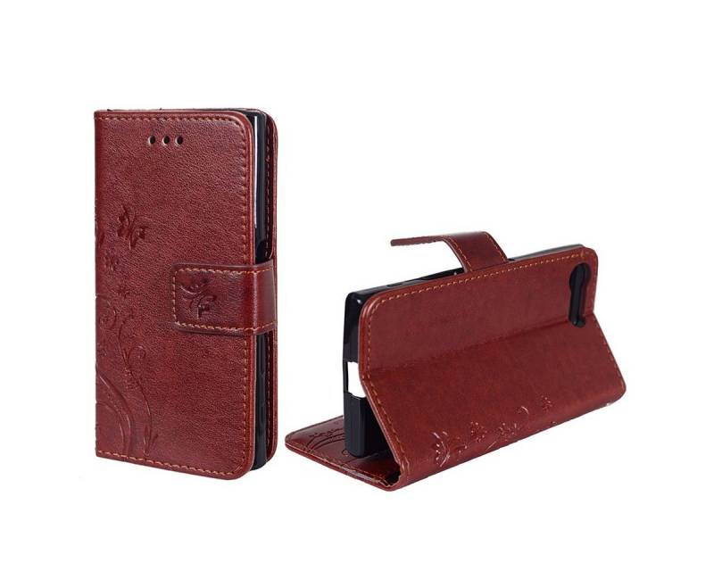 König Design Handyhülle Sony Xperia X Compact, Sony Xperia X Compact Handyhülle Bookcover Braun von König Design