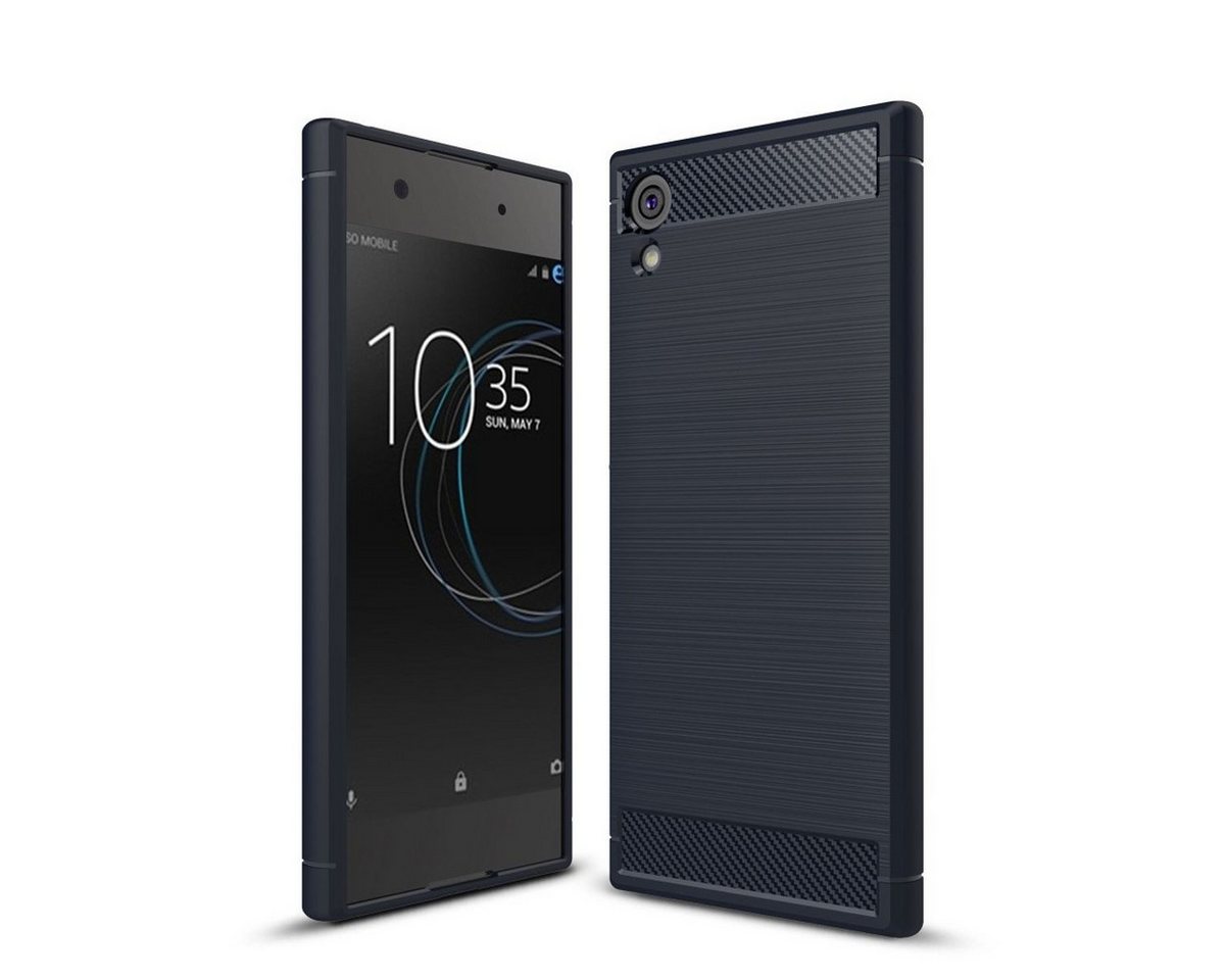 König Design Handyhülle Sony Xperia XA1, Sony Xperia XA1 Handyhülle Carbon Optik Backcover Blau König Design Handyhülle Sony Xperia XA1, Sony Xperia XA1 Handyhülle Carbon Optik Backcover Blau von König Design