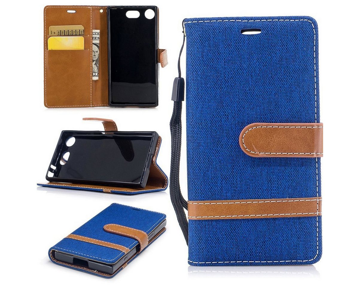 König Design Handyhülle Sony Xperia XZ1, Sony Xperia XZ1 Handyhülle Bookcover Blau König Design Handyhülle Sony Xperia XZ1, Sony Xperia XZ1 Handyhülle Bookcover Blau von König Design