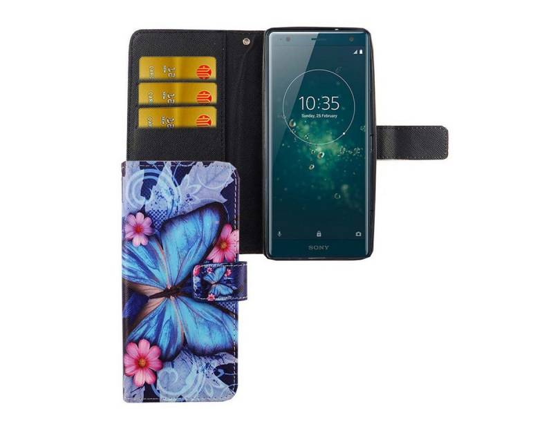 König Design Handyhülle Sony Xperia XZ2, Sony Xperia XZ2 Handyhülle Bookcover Blau von König Design