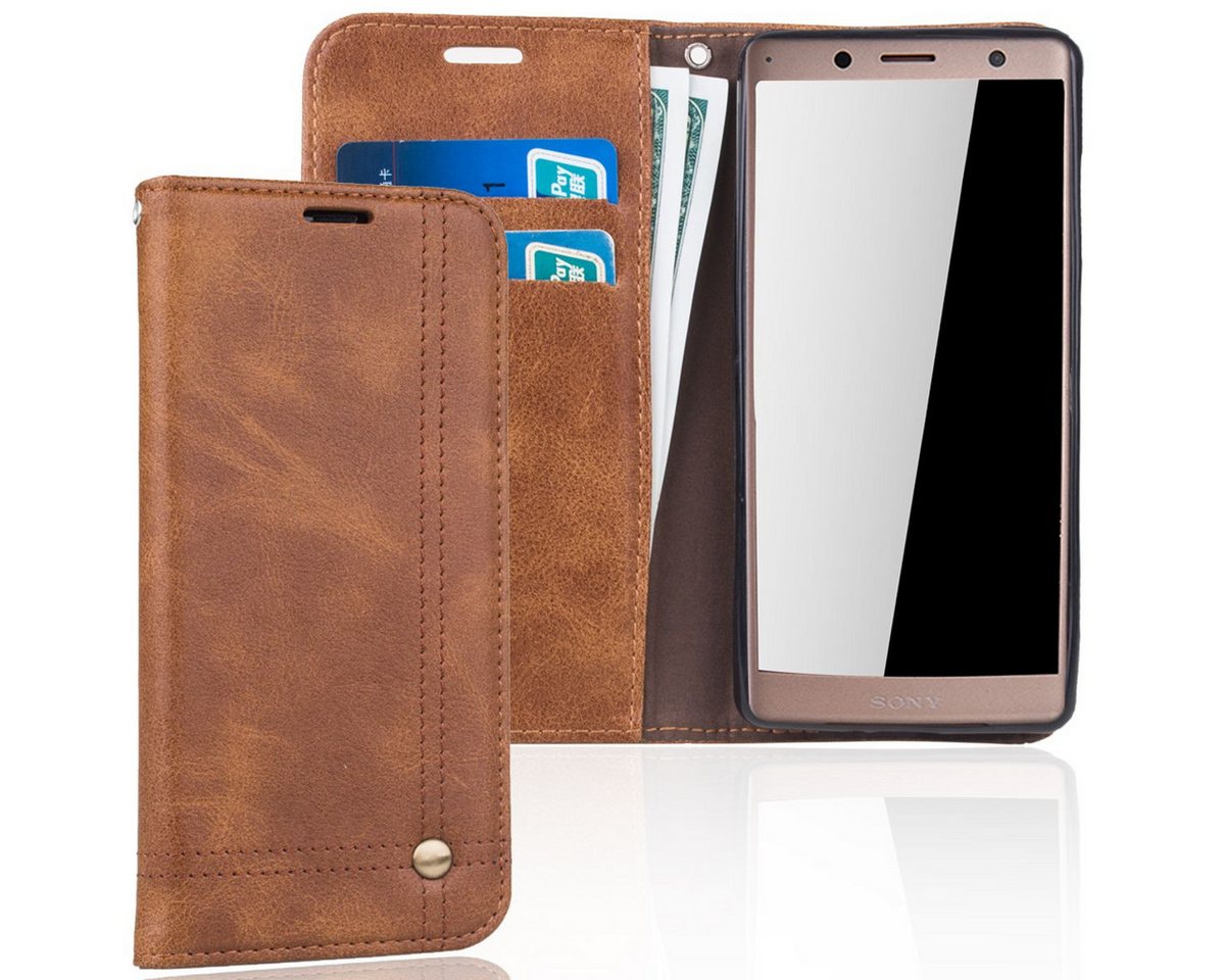 König Design Handyhülle Sony Xperia XZ2 Compact, Sony Xperia XZ2 Compact Handyhülle Bookcover Braun König Design Handyhülle Sony Xperia XZ2 Compact, Sony Xperia XZ2 Compact Handyhülle Bookcover Braun von König Design