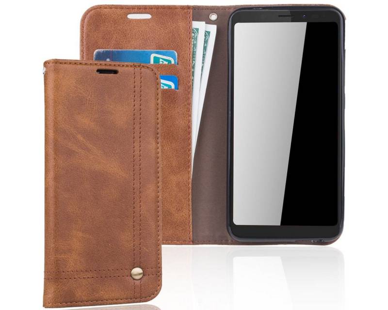 König Design Handyhülle Wiko View, Wiko View Handyhülle Bookcover Braun von König Design